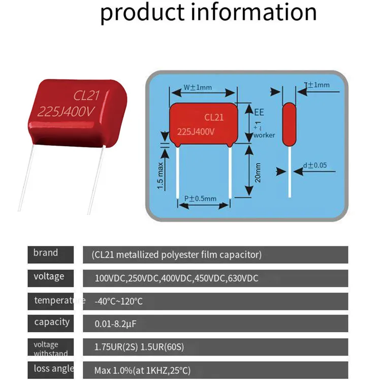 CL21 224J 400V Metal film capacitor